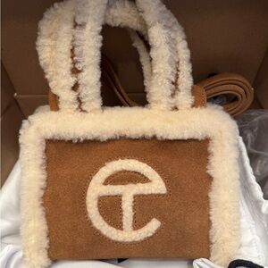 Telfar Small Bag in Tan and Cream Shearling